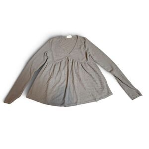 Bella Ella Boutique Gray Mauve Waffle Knit Blouse Size L
